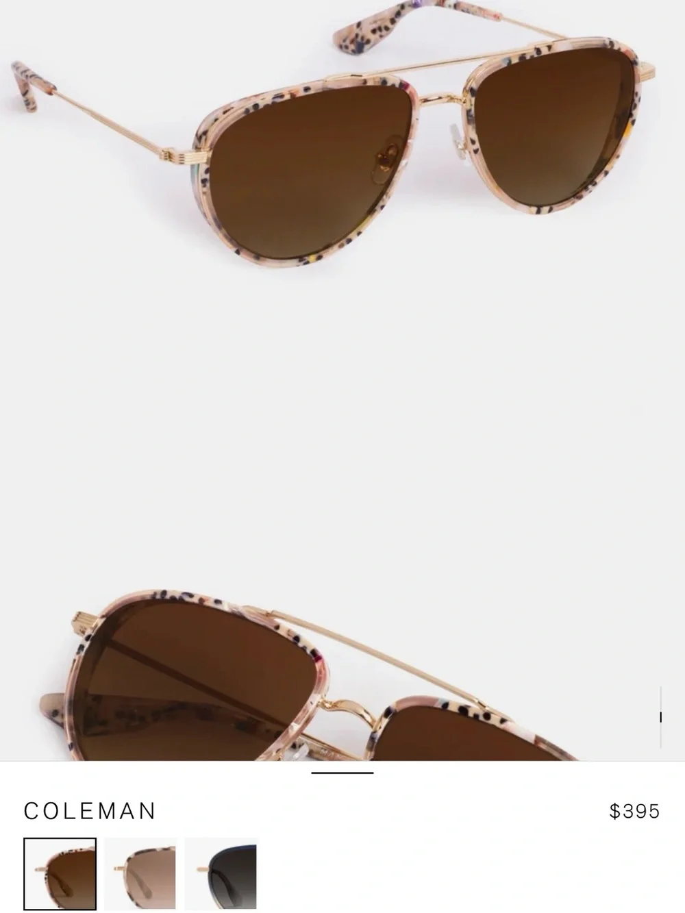 KREWE Coleman 18K Pink Poppy Frame Sunglasses with Brown Gradient Lenses NEW